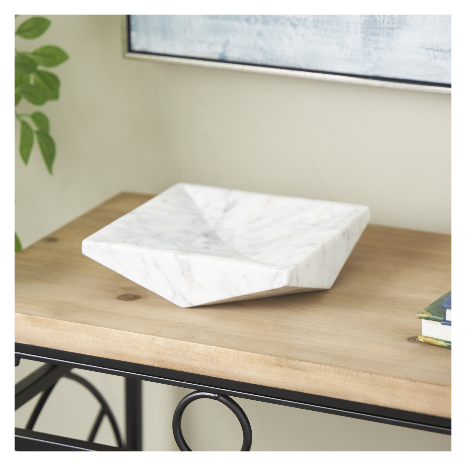 Cole And Grey Marble Square Geometric Tray, 2.1" H x 8" W x 8" D