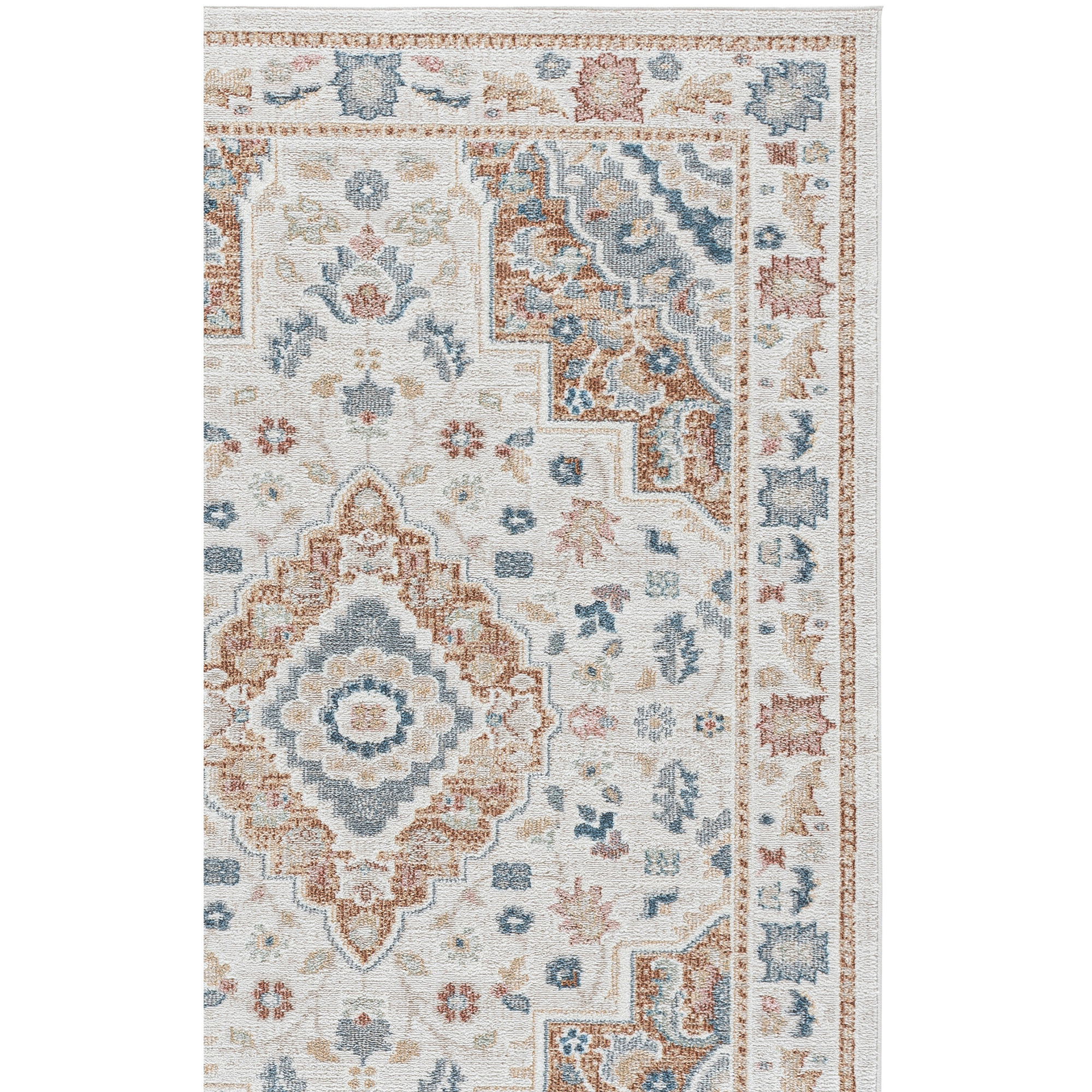 Mayhill Oriental Area Rug in Beige/Rust/Blue, Square 6'7"