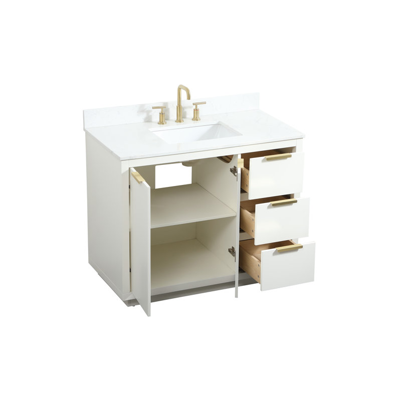 Broadlands 42'' Single Bathroom Vanity with Engineered Marble Top, White