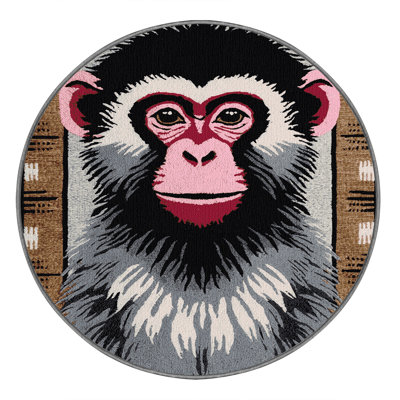  Washable Vervet Monkey Wildlife Area Rug