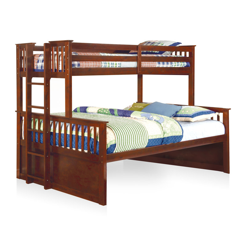 Guilaine Kids Bunk Bed, Oak, Twin XL over Queen Bunk Bed