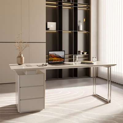 Bureau rectangulaire de qualité supérieure 86,61 "de couleur crème