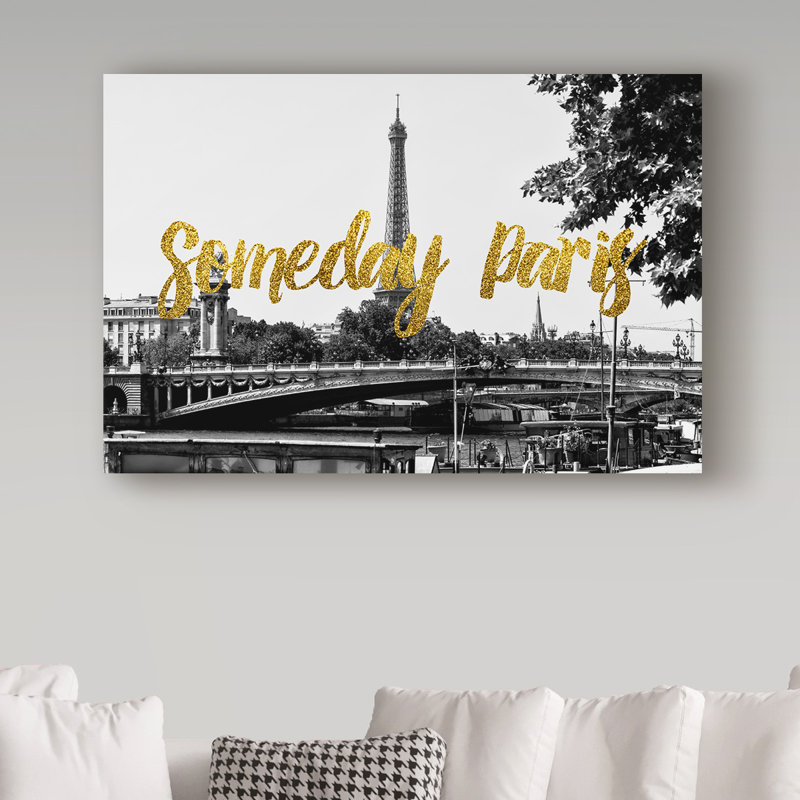 « un' ' 'a paris paris bridge' », reproduction d’impression sur toile tendue, H 22 po x l 32 po