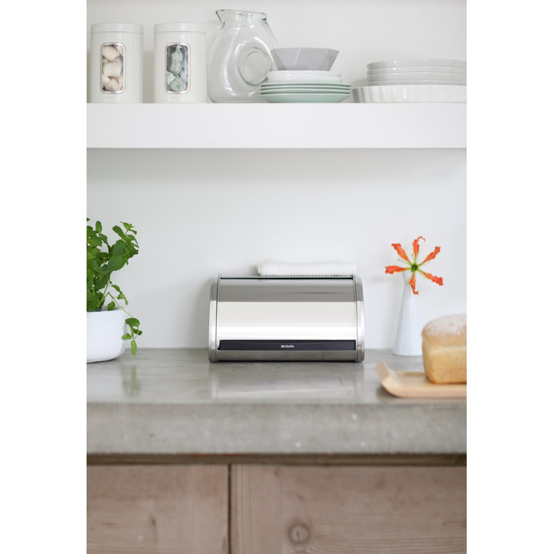 Brabantia Medium Roll Top Bread Bin, Brilliant Steel