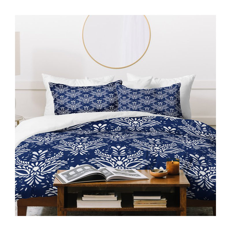 Modern & Contemporary Polyester Damask Duvet Cover, King Duvet Cover + 2 King Shams