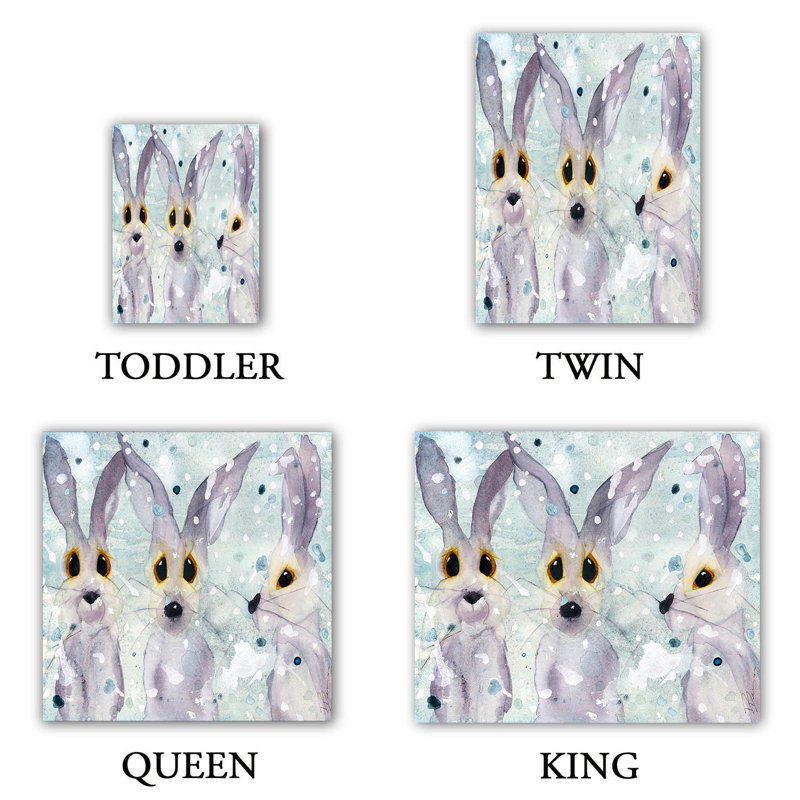 Ensemble de housse de couette en microfibre DiaNoche par Dawn Derman - 3 Snow Rabbits