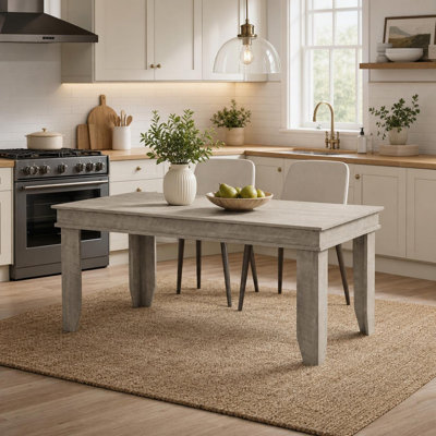63" Farmhouse Dining Table for 4-6 - Sturdy Wooden Rectangular Frame - for Dining Room & Family Gatherings (Table Only)