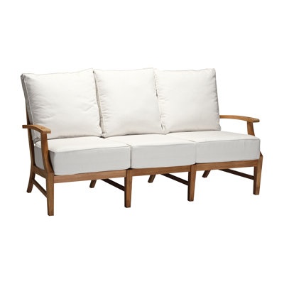 Croquet 75.75" Wide Outdoor Teak Patio Sofa with Cushions