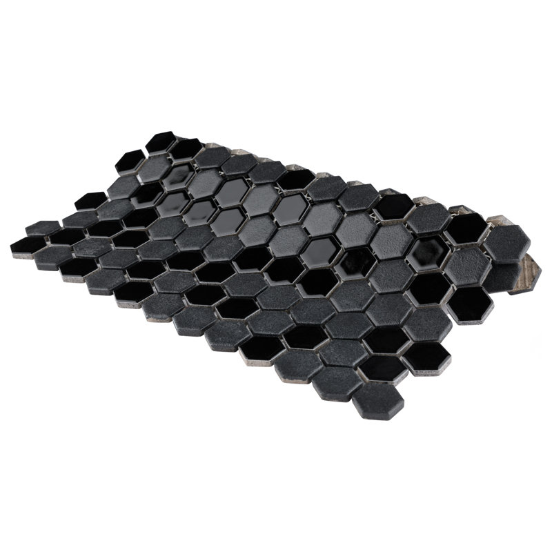 Citi Hex Black 10-1/4" x 11-7/8" Porcelain Mosaic Tile