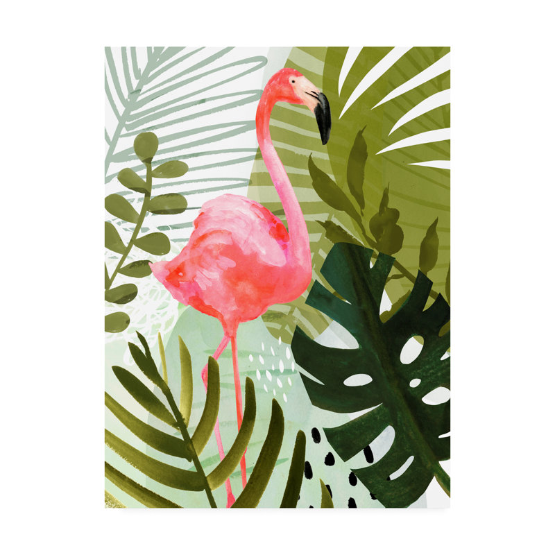 Reproduction d’art sur toile tendue, "Flamingo Forest II" par Victoria Borges, H 32 po x l 24 po x P 2 po