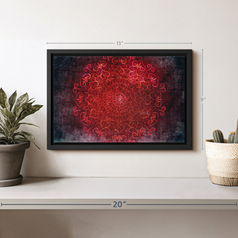 Decor Elements " Glowing Red Mandala Wall Art ", 9" H x 13" W