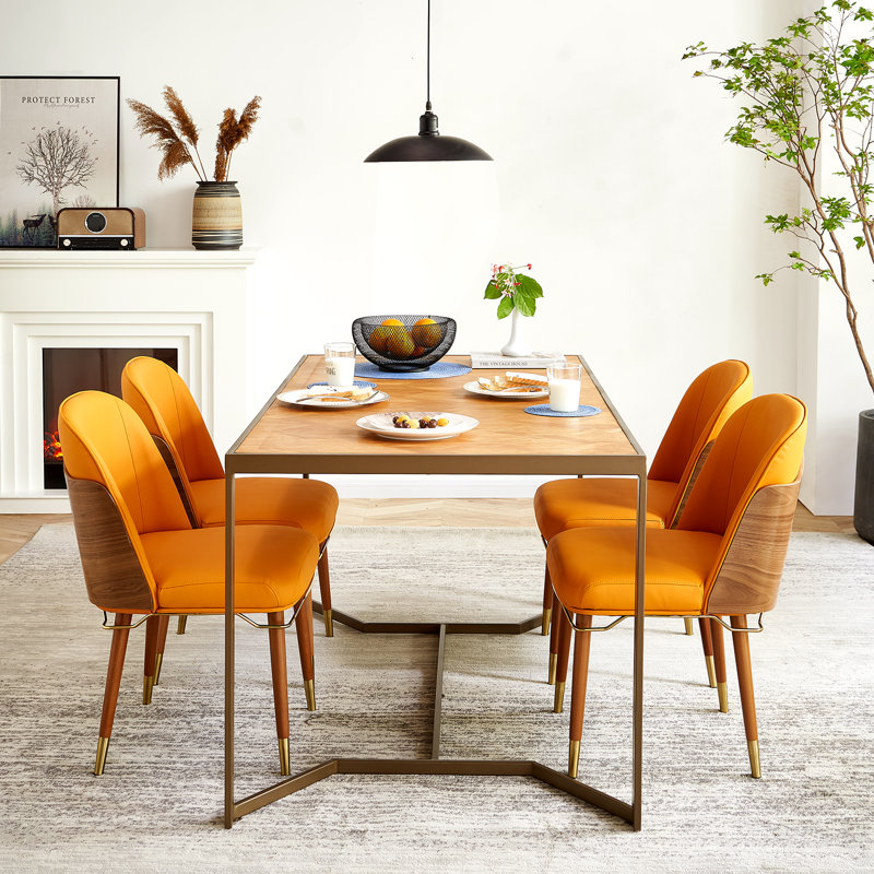 Fauteuil d'appoint rembourré en similicuir Andre-Lee, Orange