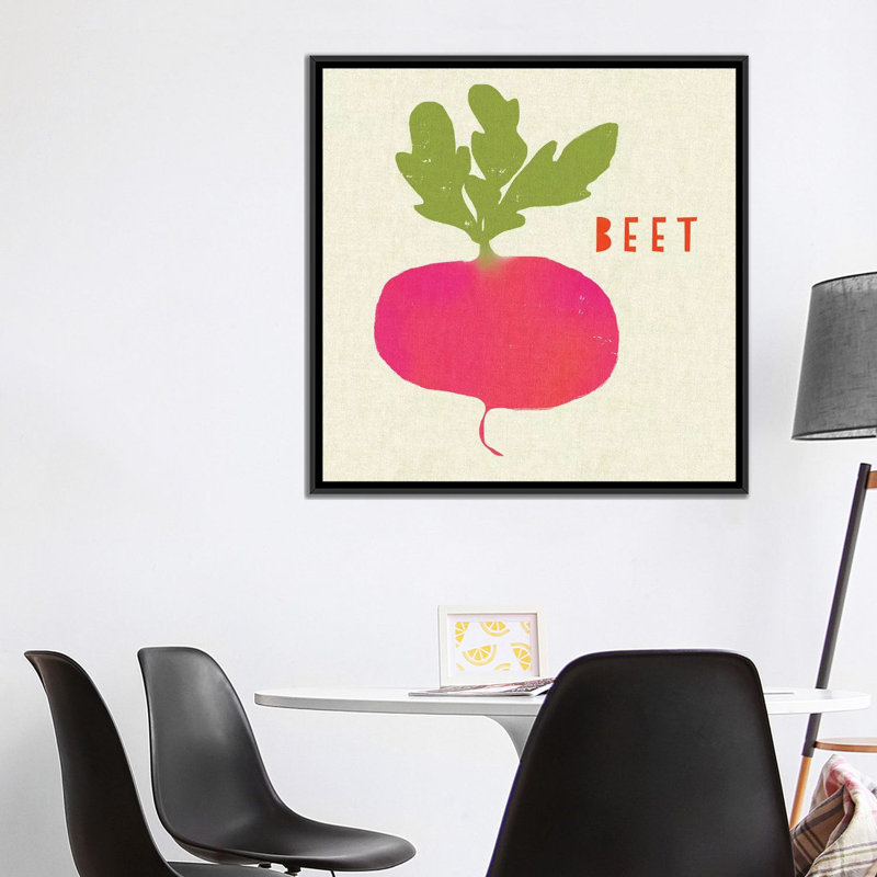 « summer legumes i », impression sur toile tendue, H 18 po x l 18 po x P 1,5 po, Toile avec cadre noir, Pas de tapis