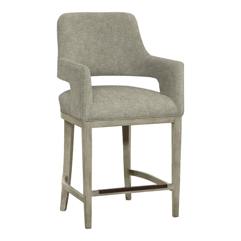 Josie Upholstered Stool with Solid Wood Frame, Almond Buff, Sage (8789 30), Counter Stool (26.5" Seat Height)