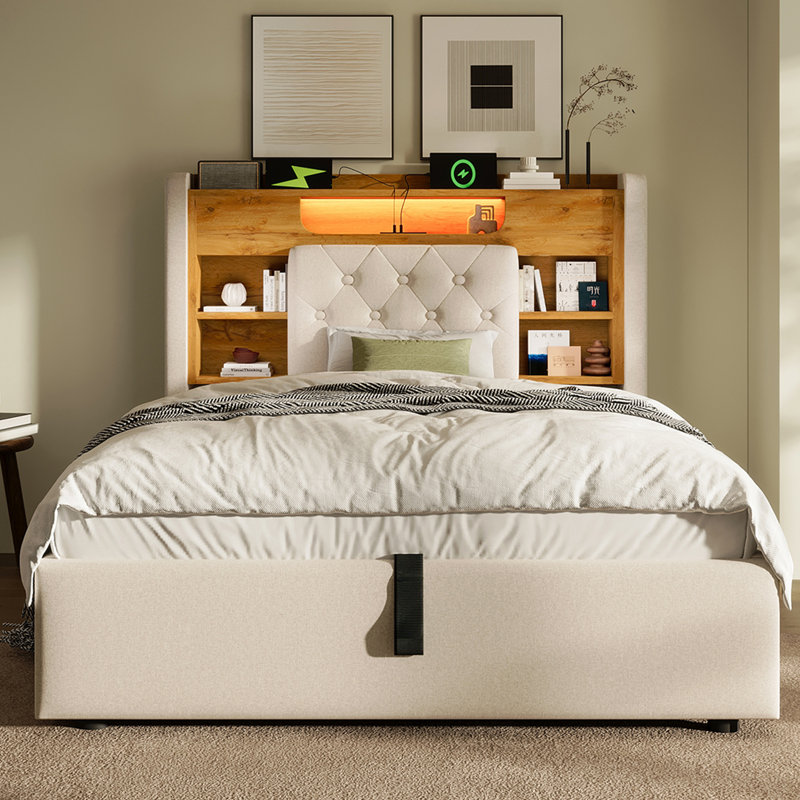 Bed, Beige, Double