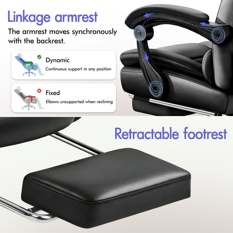 Massage Office Chair PU Leather Seat, Black