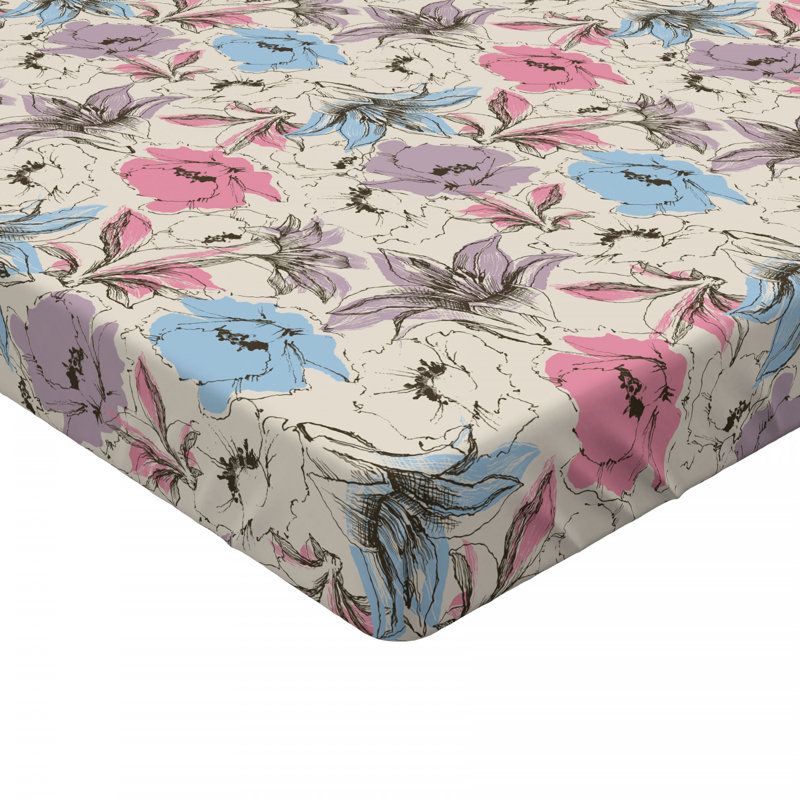 Microfiber Floral Fitted Sheet, Full Fitted Sheet