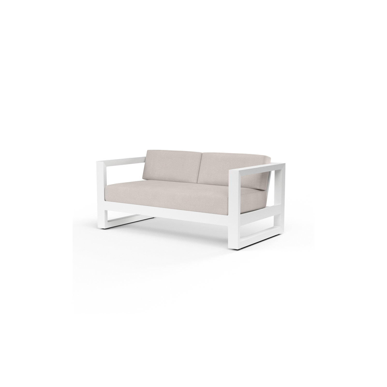 Camela 64.96'' Wide Straight Powder Coated Aluminum Loveseat with Sunbrella® Cushions, Canvas Natural Sunbrella® Canvas