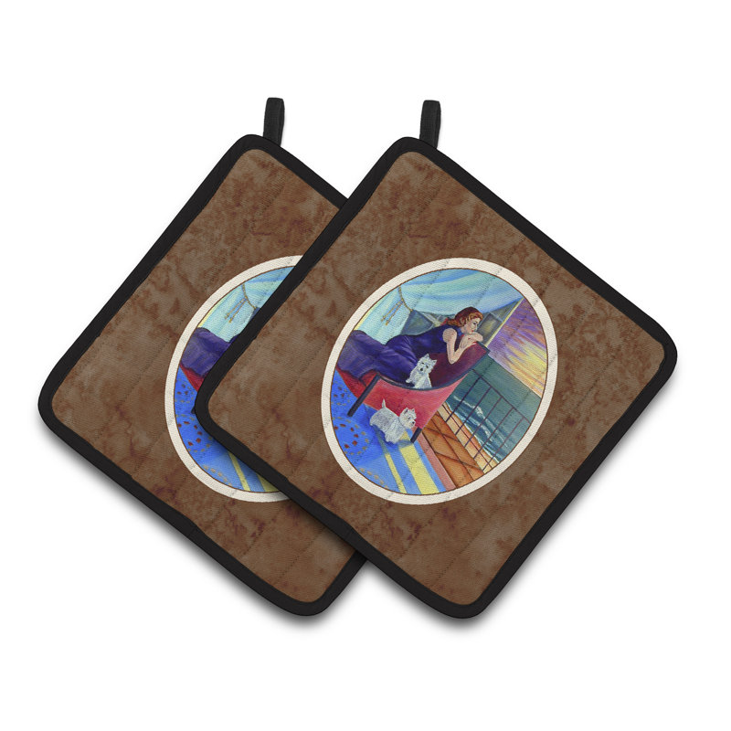 Caroline's Treasures Lady avec son Westie Potholder