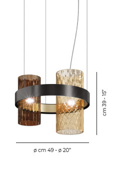 Armonia 2 - Light Chandelier, Burned Earth Amber, Matte Black;Gold