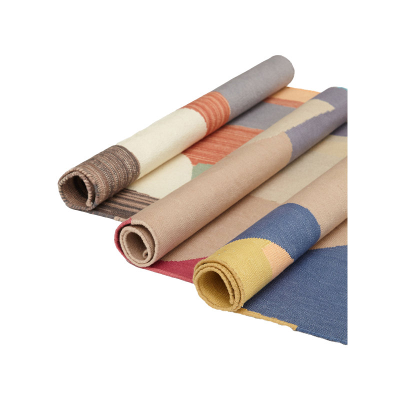 Rectangle Kulfi Abstract Flatweave Cotton Area Rug in Blue/Brown, Rectangle 5' x 7'