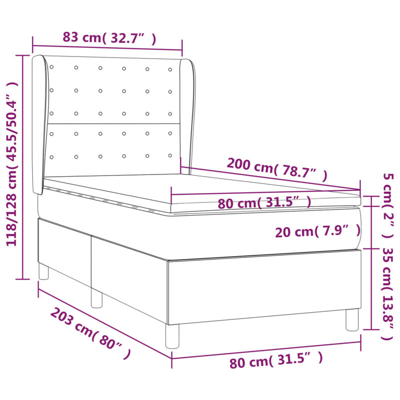 Liang Upholstered Bed, Single (3'), Blue