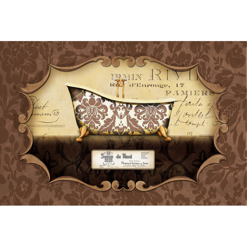 Brown Ornated Tub - Wrapped Canvas Print, 20cm H x 30cm W x 3.8cm D