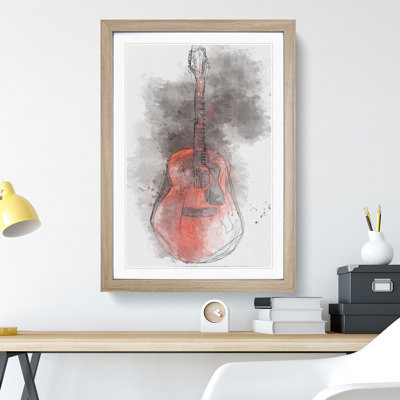 Abstract Guitar 1 Piece Single Picture Frame Painting on MDF