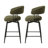 Modern Upholstered Hunter Green Fabric Swivel Counter Stool with Tapered Black Metal Legs-780107301-776690805