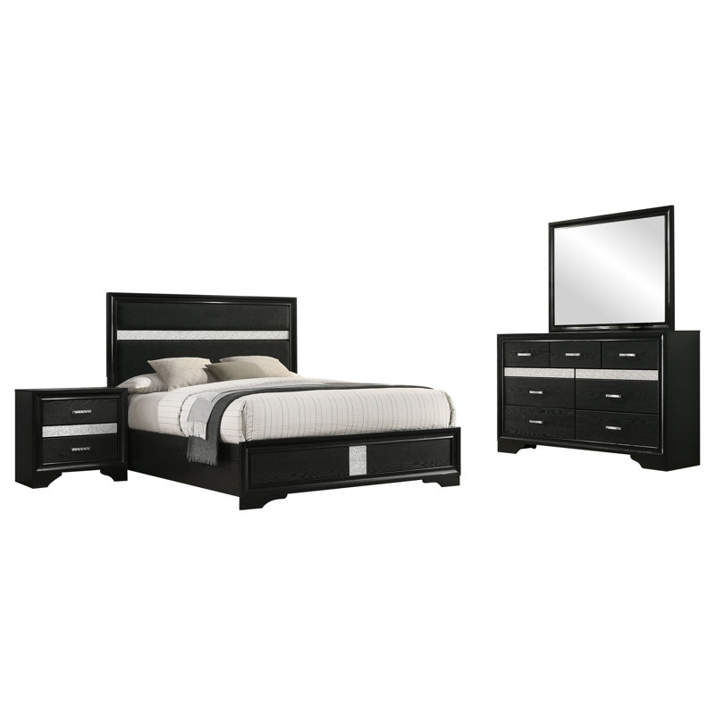 Miranda 4-Piece  Bedroom Set, Black 1, Eastern King