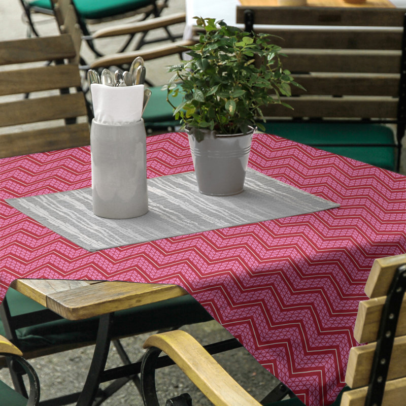 Festive Hol Tablecloth, 58" L x 58" W, Pink/Maroon