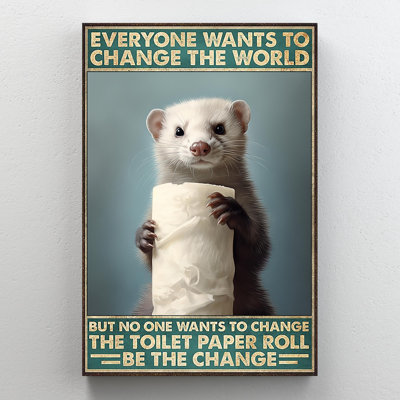 Otter The Toilet Paper Roll - 1 Piece Rectangle Gr " Otter the Toilet Paper Roll " Graphic Art Print