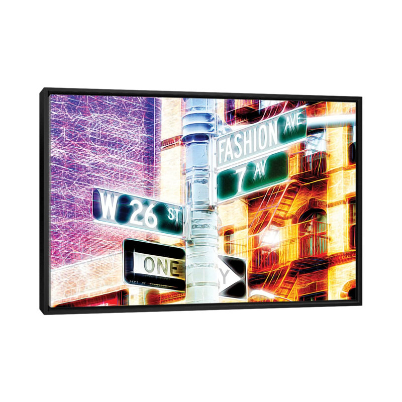 «7e Avenue», impression sur toile, H 18 po x l 26 po x P 1,5 po, Toile avec cadre noir, Pas de tapis