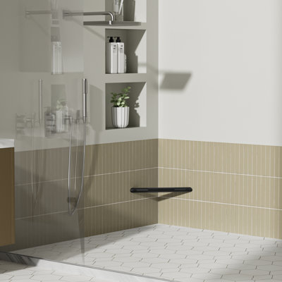 Obsidian Wall Mounted Corner Shower Foot Rest Bar For Shaving Legs In Matte Black