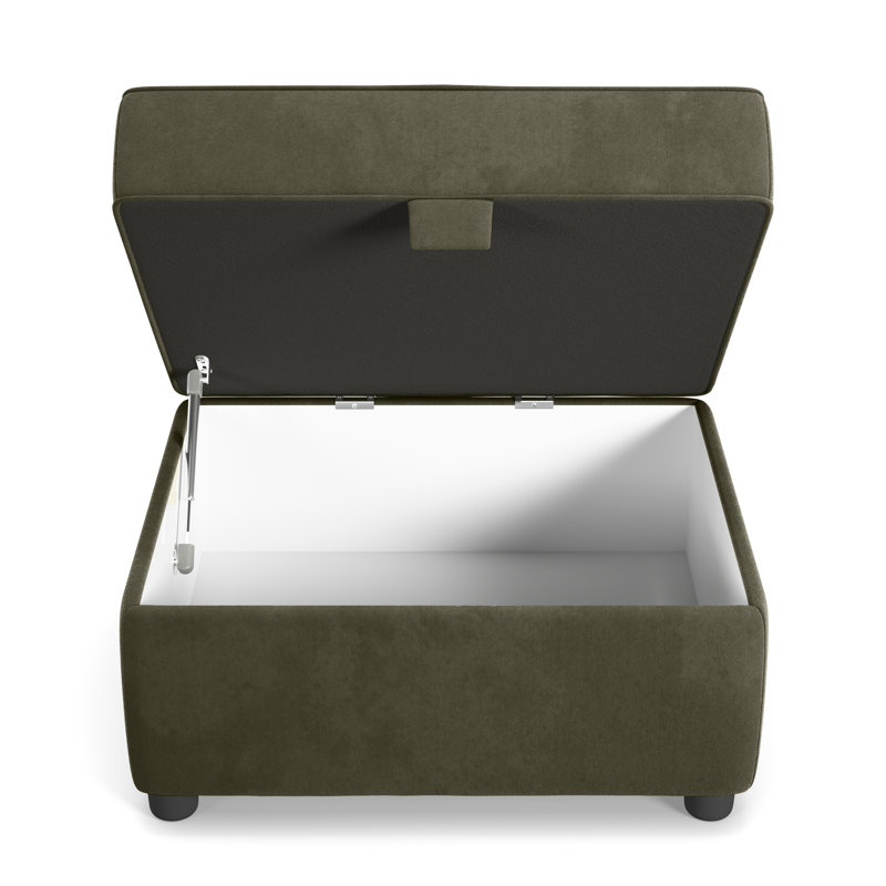 Laverton Wide Velvet Rectangle Footstool Ottoman with Storage, Fern