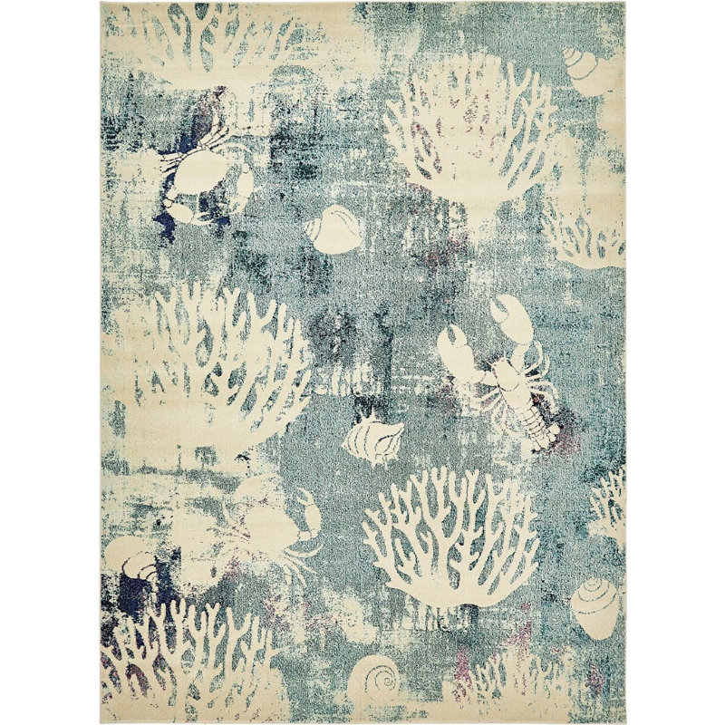 Tapis vert à motif abstrait Trenton, Rectangle 9 pi x 12 pi