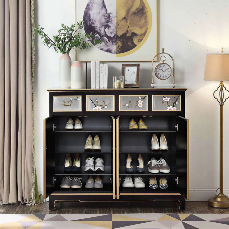 New Chinese Hand-Painted Shoe Storage Cabinet