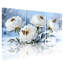 White Peony Flowers With Bees And Butterflies In Snowy Winter Scene Canvas Wrapped Wall Art Set Of 3-1985547865