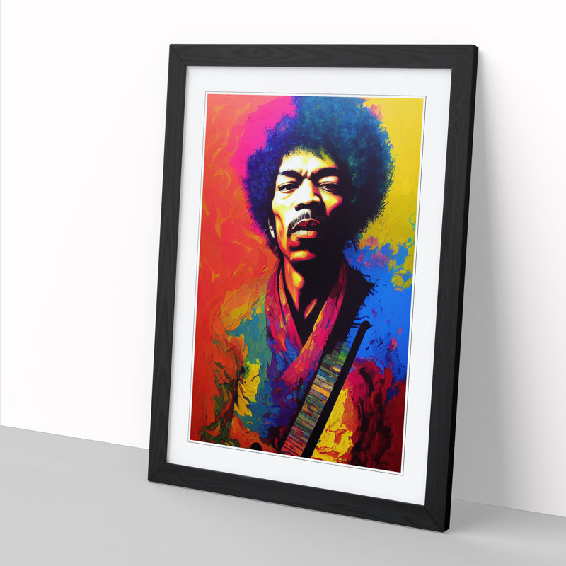 Naresh Jimi Hendrix Painting Abstract 1 Piece Wall Art, 34" H x 25" W, Beige