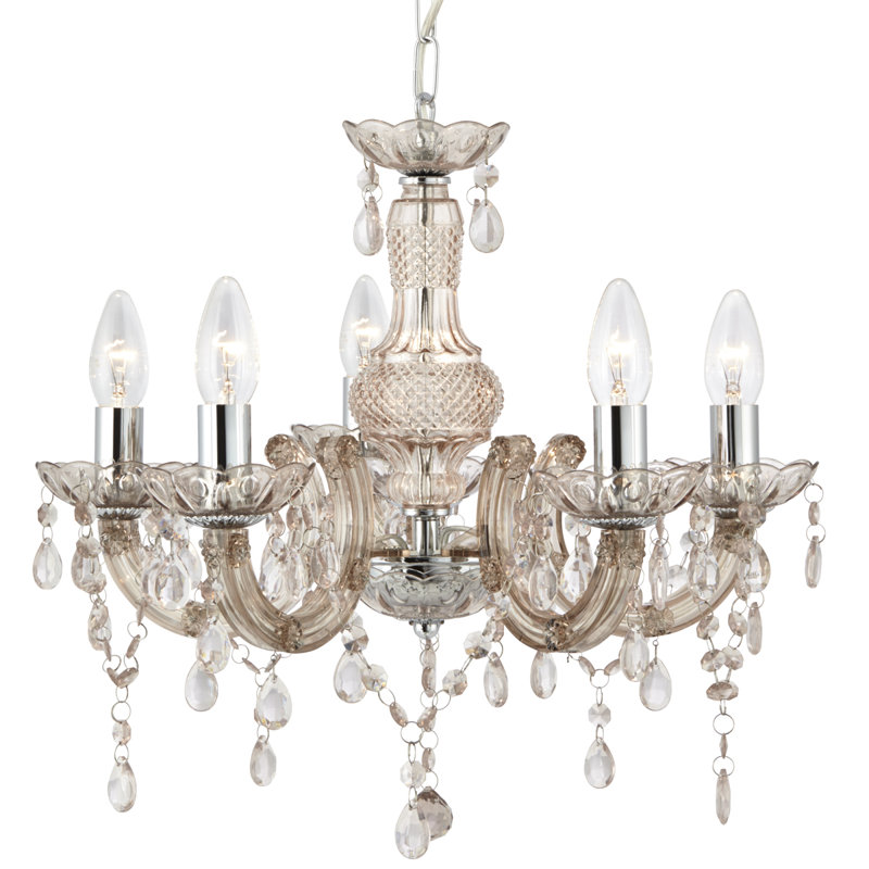 Kelly 5 - Light Candle Style Chandelier, Mink