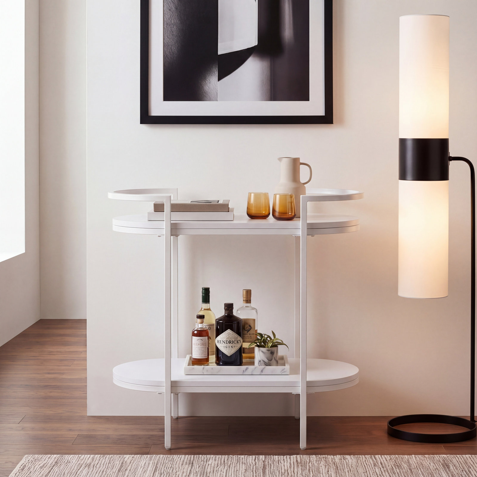 Staccato Metal Bar Cart, White
