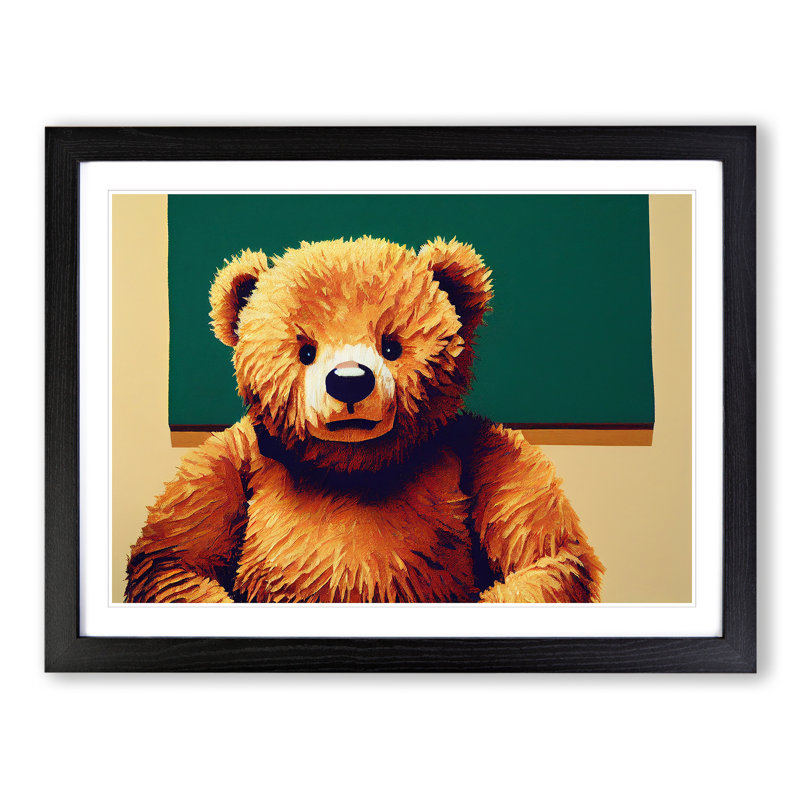 Victorious Teddy Bear - Framed Print, Black, 34cm H x 46cm W x 2cm D