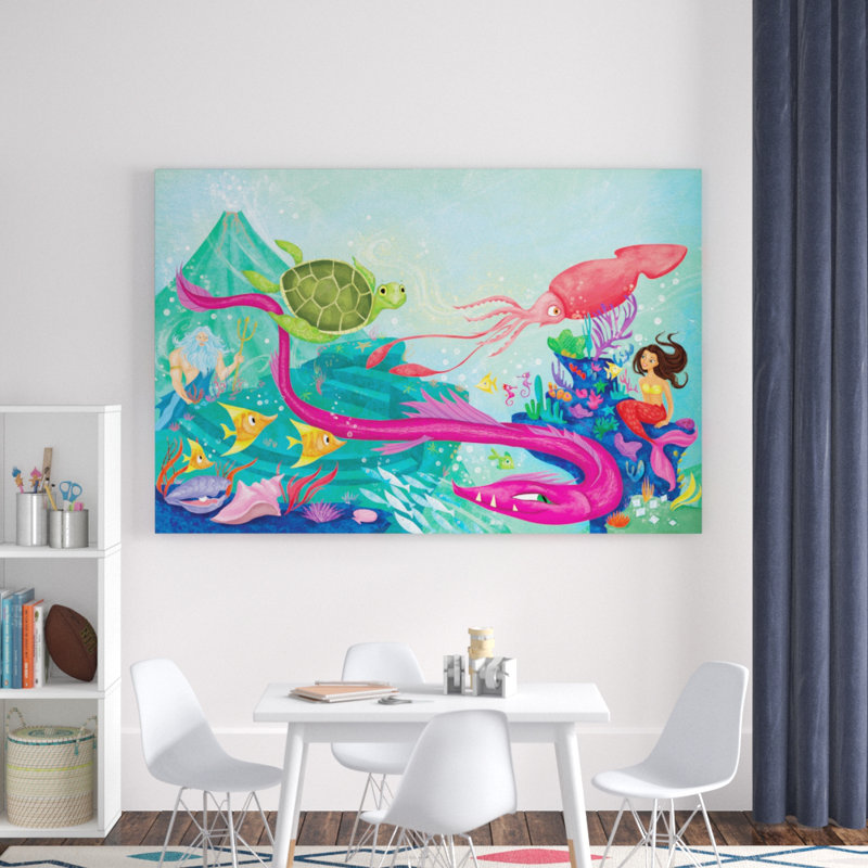 Sea Friends - Graphic Art on Canvas, 30cm H x 45cm W