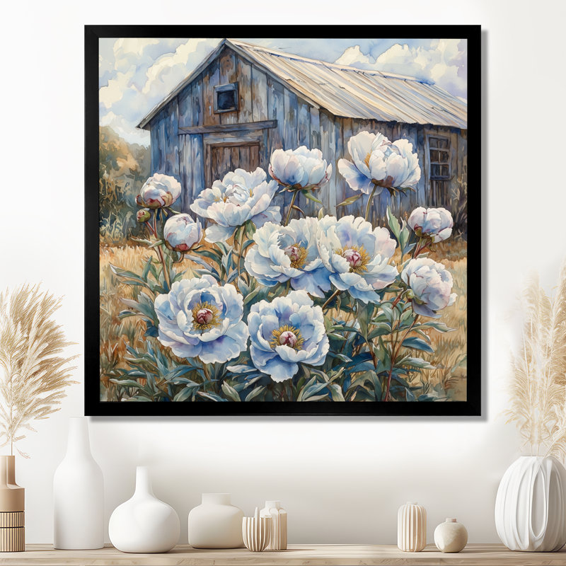 Pivoine bleue Dahlberg par The Shed II - pivoines, art mural pour le salon, Reproduction encadrée d'une seule photo