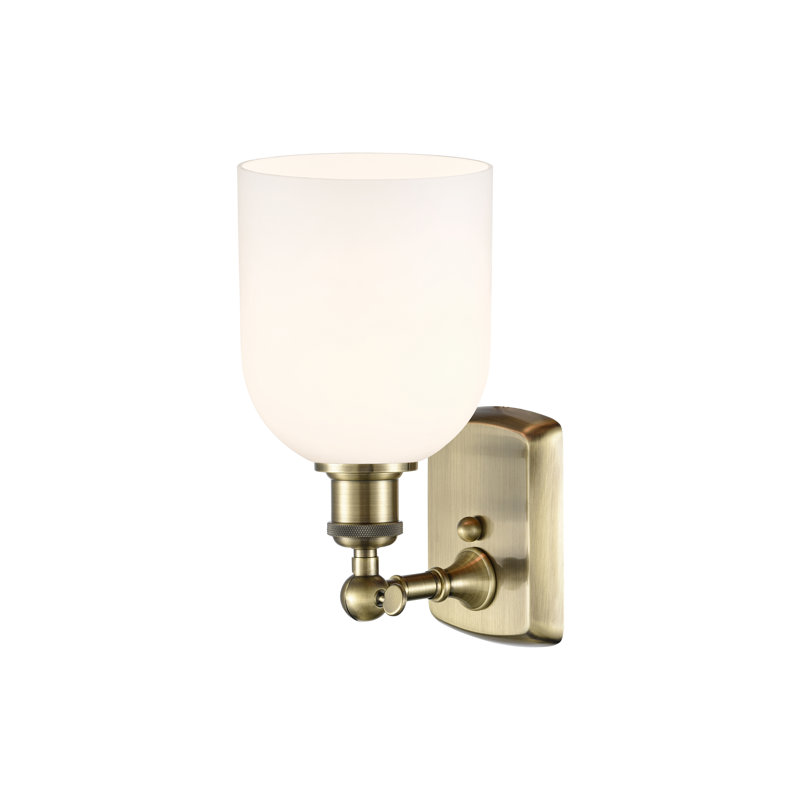 Anacaren Steel Armed Sconce, Glossy White, Antique Brass
