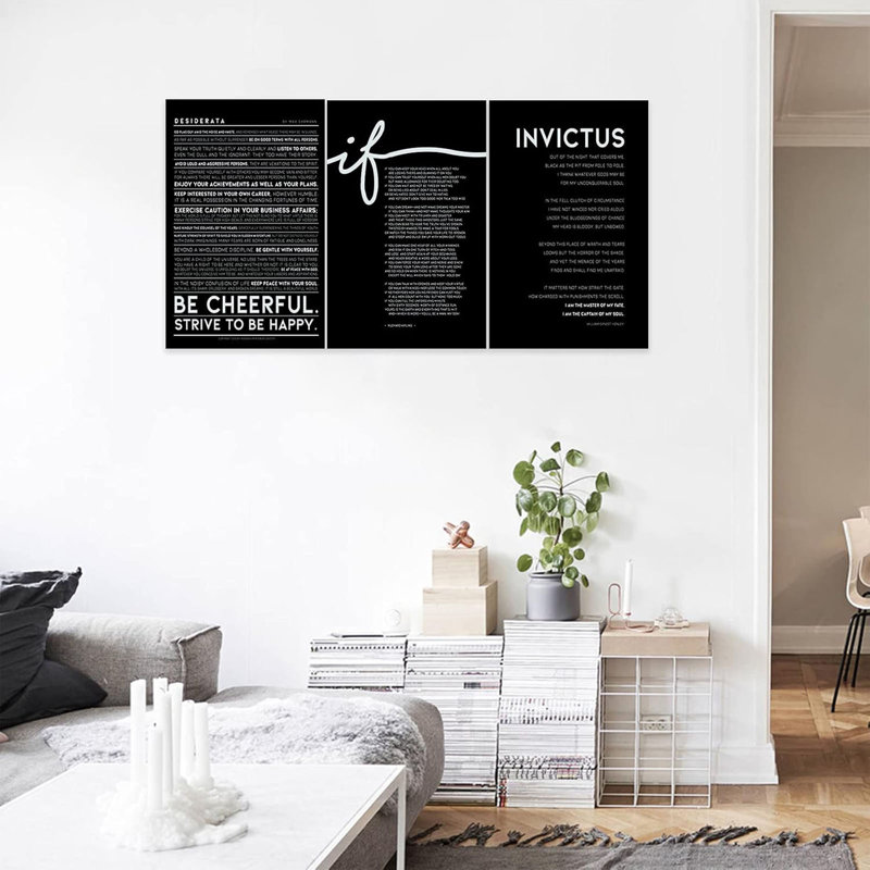 3 pièces d'art mural inspirant, image de dictons sur fond noir, citations, impressions sur toile de motivation pour la décoration de bureau, œuvre d'art encadrée pour triptyque