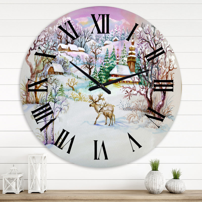 Winter VIllage Life - Horloge murale traditionnelle, Moyenne