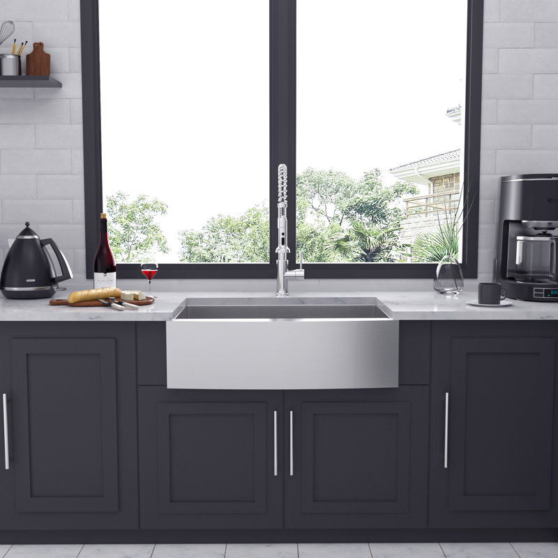 Single Bowl Stainless Steel Kitchen Sink, 36" L x 20" W