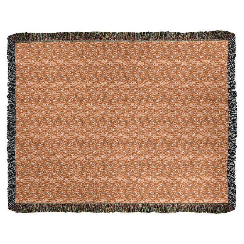 Couverture tissée hexagonale Katelyn Elizabeth, l 50 po x L 60 po, Orange / blanc
