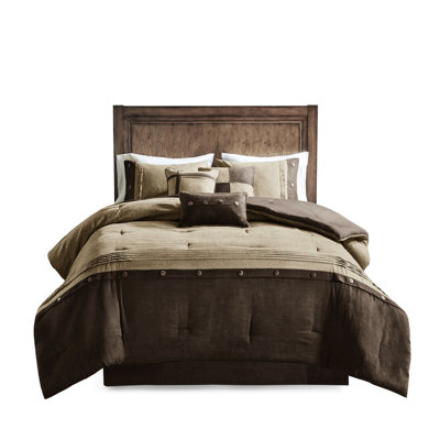 7 Piece Faux Suede Comforter - Lodge Cabin Style Accent Pillows Bedding Soft & Plushy